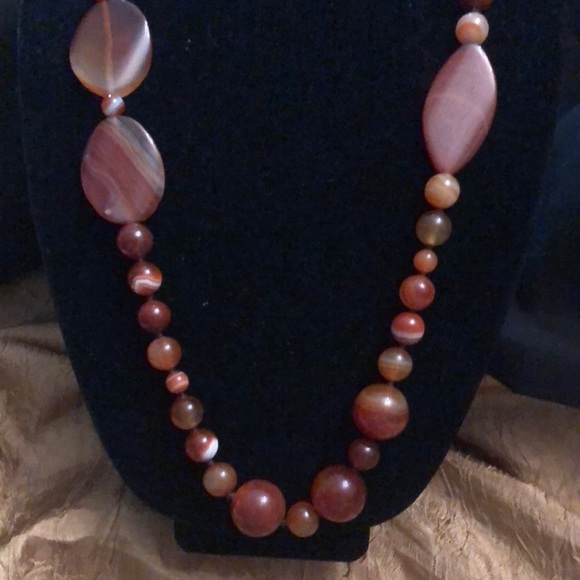 Natural Red Botswana Agate Necklace - Picture 2 of 6